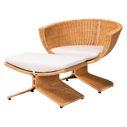 bali & pari Reya Natural Rattan 2-Piece Living Room Set - Handwoven Wicker Accent Seating with Pedestal Base for Modern Boho, Coastal, or Tropical Living Room Spaces